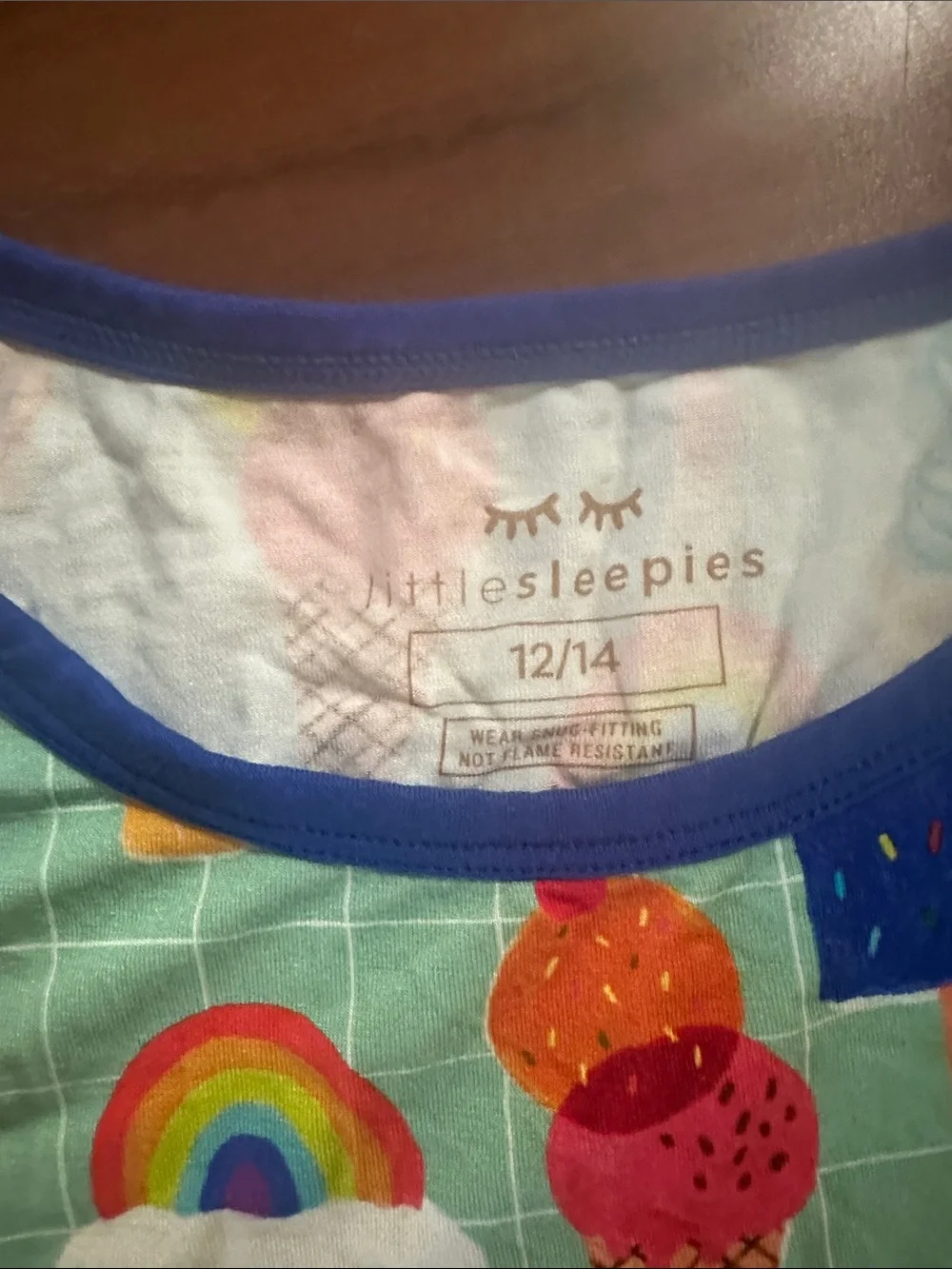 Little Sleepies Light Blue Ice Cream & Rainbow Pajama Set